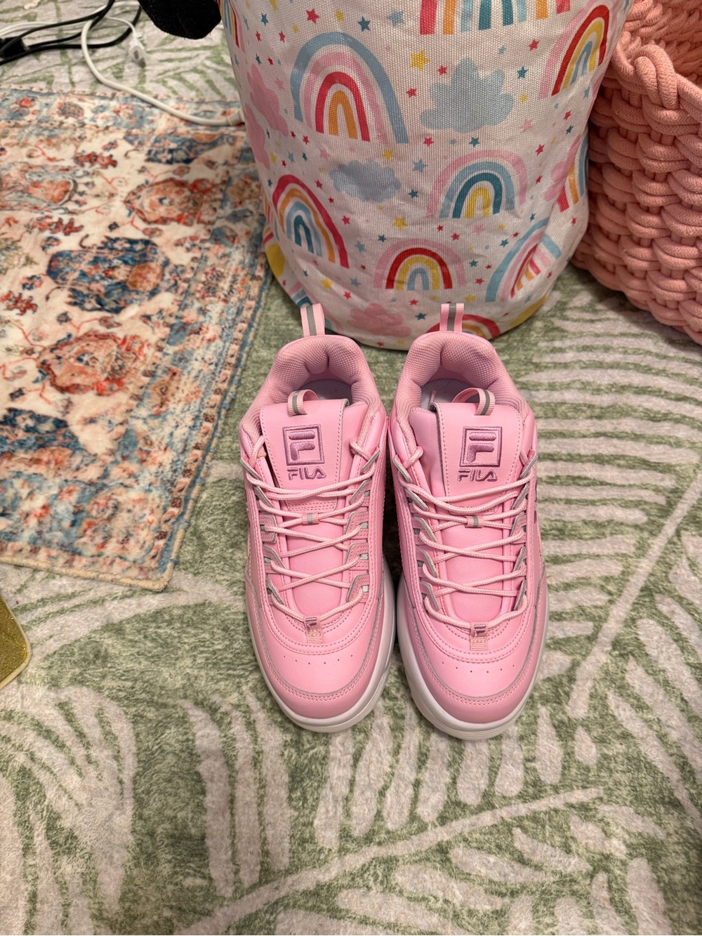 Fila Disruptors Pink and White Platform Sneakers - Picture 5 of 8